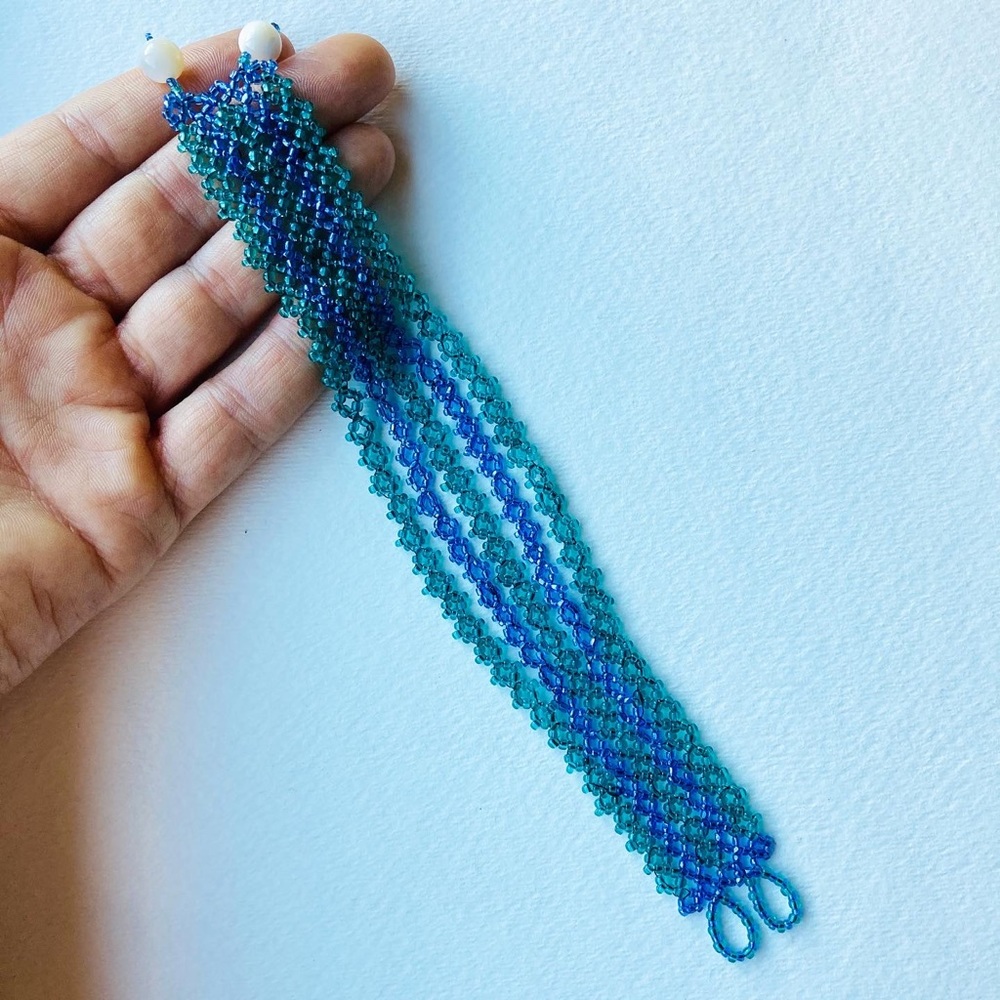 Hand Beaded bracelet semi precious stones as clasp